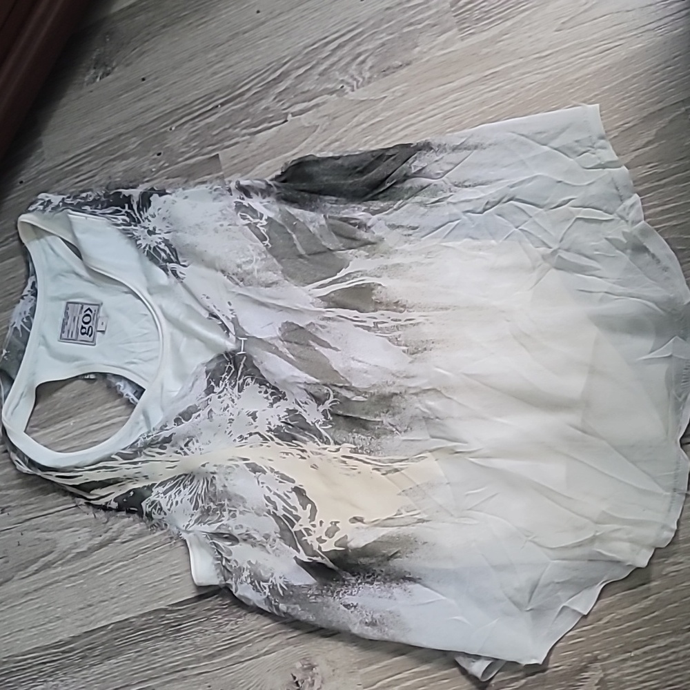 Go by GoSilk Tank Top Ivory G 100% Silk Sheer Hem Raw Edge Sleeveless‎ Blouse